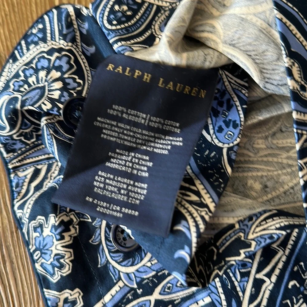 Lauren Ralph Lauren cotton blue Paisley Pillow Sham x1 21.5” x 29.5” nwot